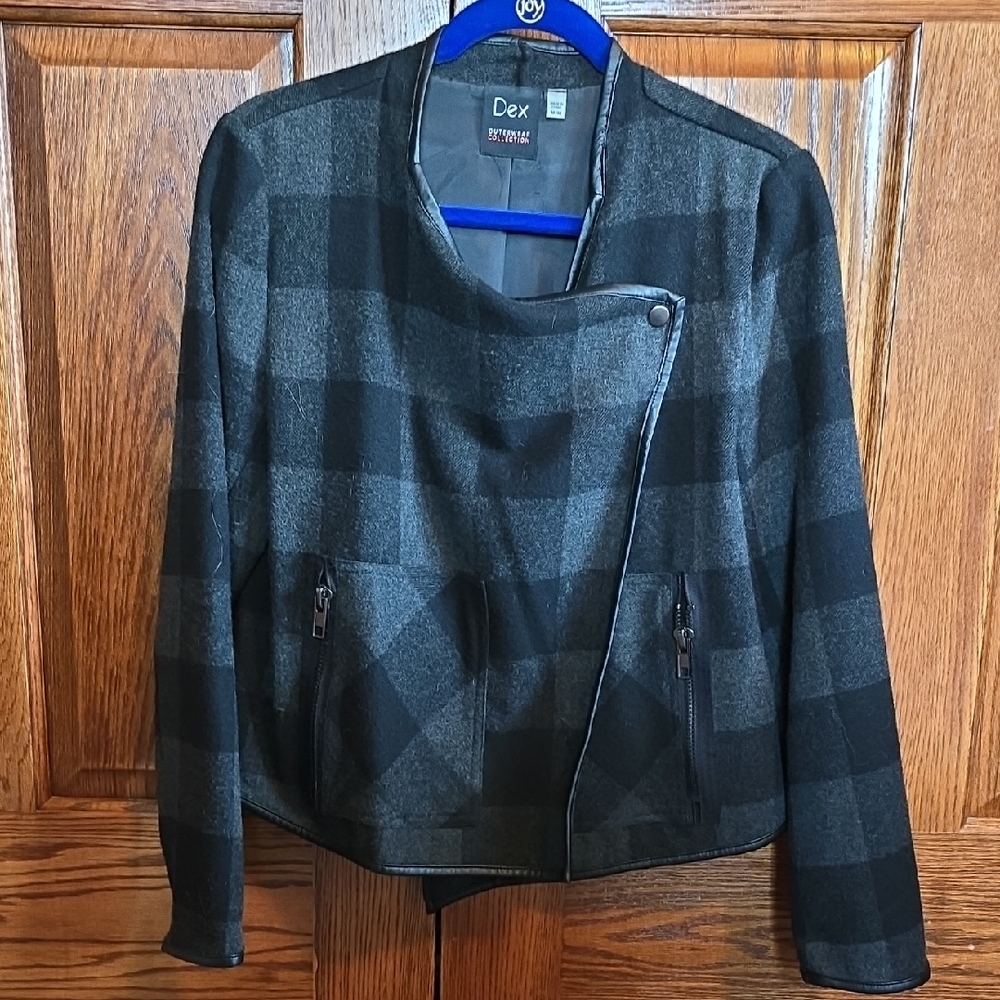 Dex Women's Charcoal and Black Checkered Utility Jacket